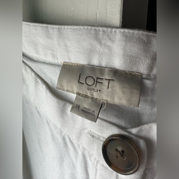 Loft Outlet white midi button up dress, size 14 - Picture 4 of 4